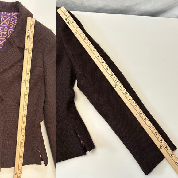 Vintage Y2K Runway CHANEL  FR 44 Blazer Skirt Set Chocolate Brown Cashmere Silk - Picture 8 of 16